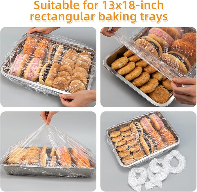 100 Extra Large Plastic Bowl Covers for Proofing Dough, Fits Bowls up to 21 Inch, Baking Pan Covers, Elastic Plastic Bowl Covers for Baking Pans/Pizza Dough Proofing Baking Supplies Accessories.