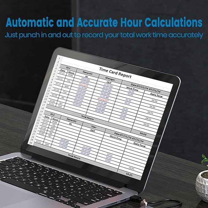 Time Clocks for Employees Small Business Automatic Calculate Hours, 0 Monthly Fees Fingerprint Time Clock, H3 Standalone Biometric Clock in Machine for Employees with 5 RFID Cards (No WiFi)