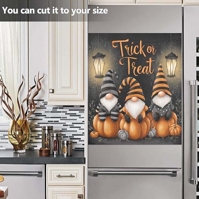 Halloween Gnomes Pumpkins Dark Dishwasher Magnet Cover Front Door Magnetic Dishwasher Cover Decorative Refrigerator Magnet Covers Fridge Panel Decal for Kitchen Decor, 23" x 26"