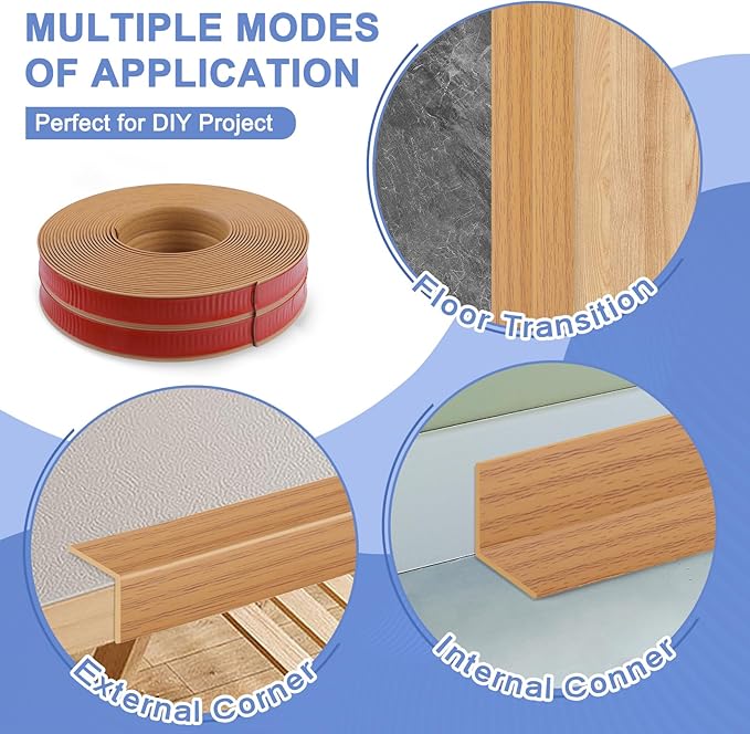 Wall Corner Protector Moulding Trim Peel and Stick Wall Corner Guards Trim Flexible Self Adhesive Edge Protector Moulding, 0.8 in x 10 Ft, Light Brown Wood