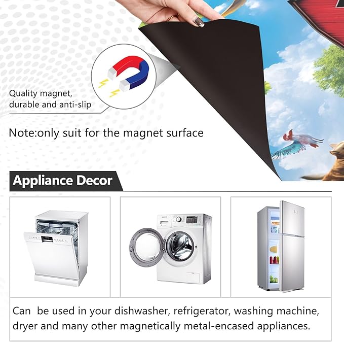 Farmhouse Farm Animals Garden Dishwasher Magnet Cover Sticker Magnetic Refrigerator Panel Front Door Fridge Microwave Decal Decorative