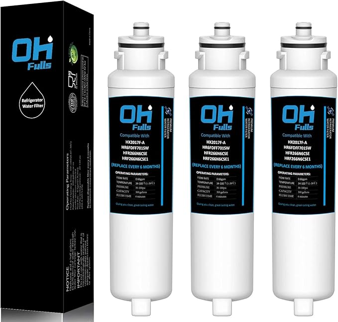 Water Filter HX2017F-A Replacement, Compatible with Hisense HX2017F-A, HX2017FR-A Water Filter Cartridge, 3 Filters Included