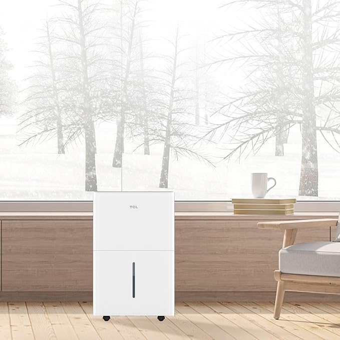 TCL 4,500 Sq. Ft. Smart Dehumidifier, Energy Star, 50 Pints Per Day, Moisture & Humidity Absorber for Bedroom, Bathroom, Basement & Other Rooms, Works with Alexa/Google Assistant