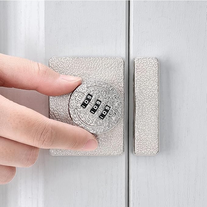 Silvery Cabinet Lock,3 Digit Password Keyless,Anti Pry Mechanical Password Lock,Protect Privacy,for Drawer,Cabinets,Locker, Closet,Windows,Sliding Door,Bathroom,and Garden