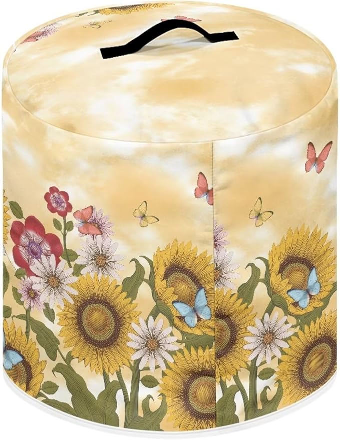 Flashideas Sunflower Butterfly Pressure Cooker Cover for Women Dust Protection Insulated Rice Cooker Cover with Easy to Clean Lining Dust Cover with Pockets for Instant Pot 6 Quart Appliance Cover