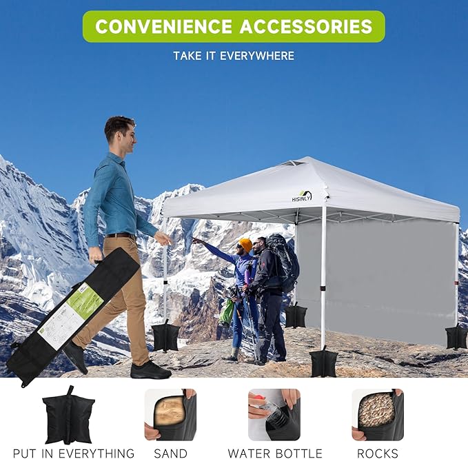 10x10 Pop Up Canopy Tent White Folding Shelter Heavy Duty Waterproof Vented Roof 3 Removable Sidewalls Quick Setup for Outdoor Patio Event Market