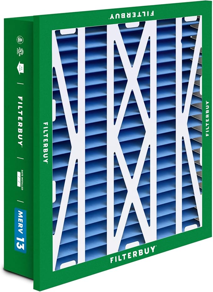 Filterbuy 24x24x5 Air Filter MERV 13 Optimal Smoke & Allergy Defense (2-Pack), Electrostatic Pleated HVAC AC Furnace Filters Replacement for Honeywell Return Grille (Actual Size: 22.38 x 22.38 x 4.38)