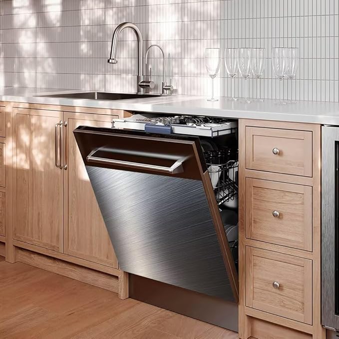 Stainless Steel Dishwasher Magnet Cover, Silver Magnetic Dishwasher Cover for Front Door Panel, Magnetic Dishwasher Decorative Panel Decal Refrigerator Sticker, 23"x 26"