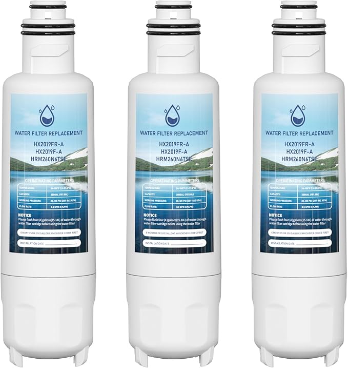 HX2019FR-A Water Filter Replacement, Compatible with Hisense HX2019FR-A, HX2019F-A, HRM260N6TSE, HRFD560SW, HRCD585BW, HRFD634BW, HRCD650BW, HRCD586TBWB and Mora MRM260N6TSE 3 Pack