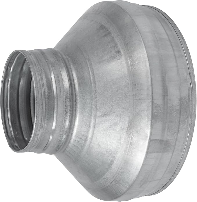 8" to 4" Inch Round Duct Reducer - Male Fit Galvanized Steel Pipe Increaser - Coupling for Round Duct Ventilation Systems - Heating & Cooling, HVAC