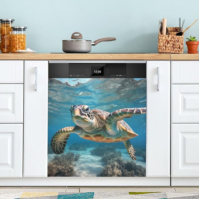 senya Dishwasher Magnet Cover Panel for The Front Sea Turtle Relaxing Dish Washer Door Sticker