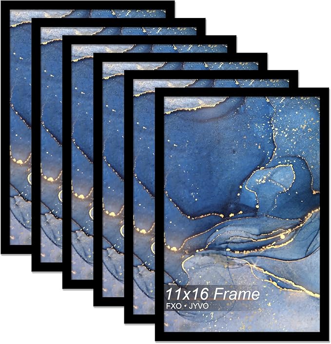 11x16 Picture Frame Set of 6, Black Frame for 11 x 16 Inch Picture Poster Photo, Light Weight and High Transparent 11 by 16 Frame for Wall - 6 Pack/Black/11 x16