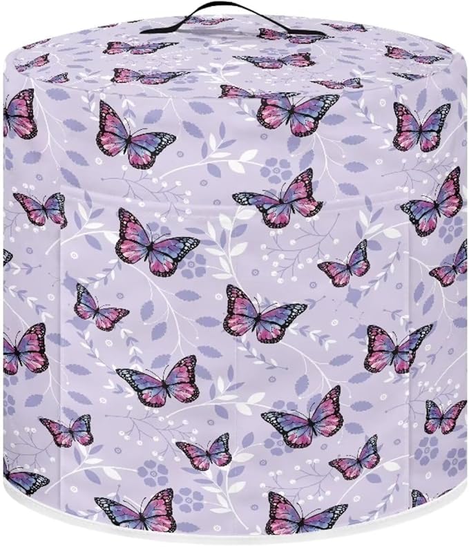 Flashideas Purple Butterfly Pressure Cooker Cover with Storage Pocket Compatible with 8 10 Quart Instant Pot, Durable Rice Cooker Air Fryer Accessories, Waterproof Kitchen Appliances Dust Cover