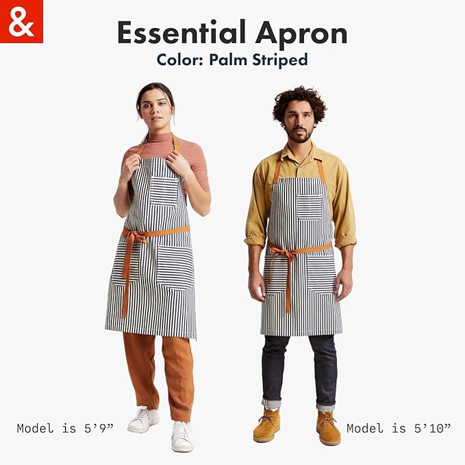 hedley & bennett Essential Apron - Heavy-Duty Denim Kitchen Apron with Pockets & Towel Loop - Professional Chef Workwear for Cooking & Grilling - Palm