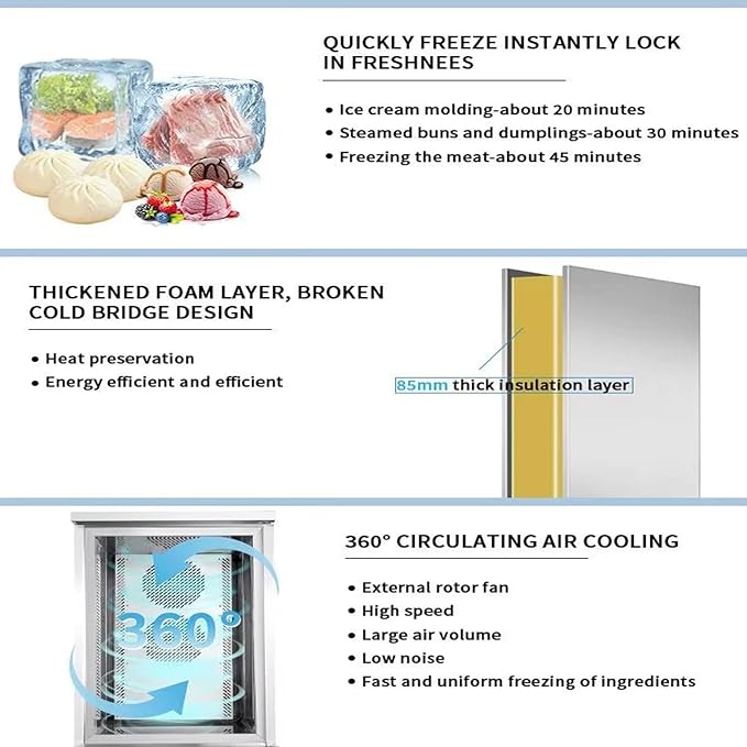 Kolice Commercial 5 Trays Blast Chiller, Flash Freezer,Shock Freezer with Food Probe,Lowest temp: -40°F for Restaurant,Bakery,School,Hotel,Canteens to Preserve Beef,Chicken,Sea Food,Dough,etc