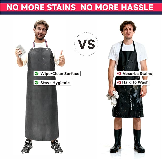 GoldPig Thick Rubber Apron: Waterproof, Chemical Resistant, Adjustable Neck & Belt for Dishwashing, Gardening, Butchering