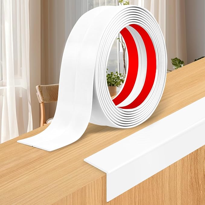 Wall Corner Protector Moulding Trim Peel and Stick Wall Corner Guards Trim Flexible Self Adhesive Edge Protector Moulding, 0.8 in x 40 Ft, White
