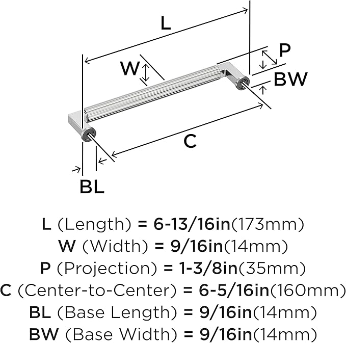 Amerock Ballard 6-5/16 inch (160mm) Center-to-Center Polished Chrome Cabinet Pull, BP3764526