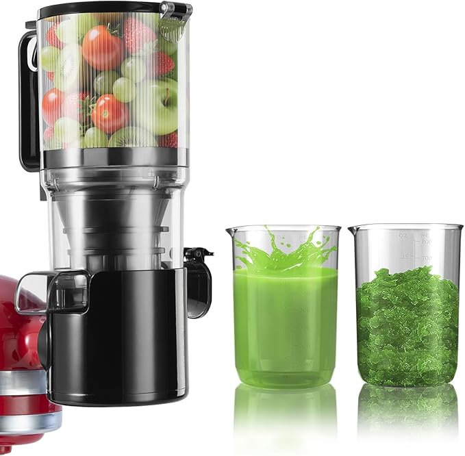 Masticating Juicer Attachment for KitchenAid Stand Mixer,Slow Cold Press Juicer for Kitchenaid Accessory with 4.5" Large Feed Chute,2 * 28oz Cups for Whole Fruits & Vegetables by Aifeel
