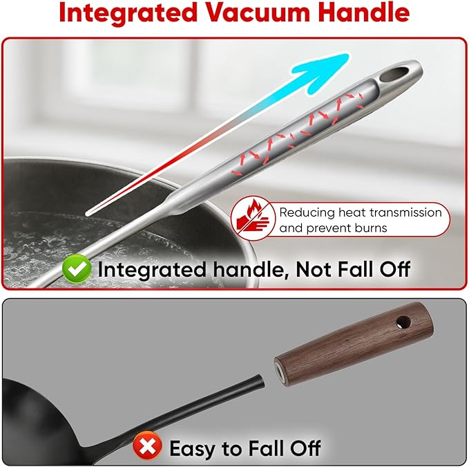 Newness 11 Pcs Cooking Utensils Set, 304 Stainless Steel Kitchen Utensils Set, Metal Kitchen Accessories, Include Soup Ladle, Slotted Skimmer Spoon, Spaghetti Spoon and Spatula, Dishwasher Safe
