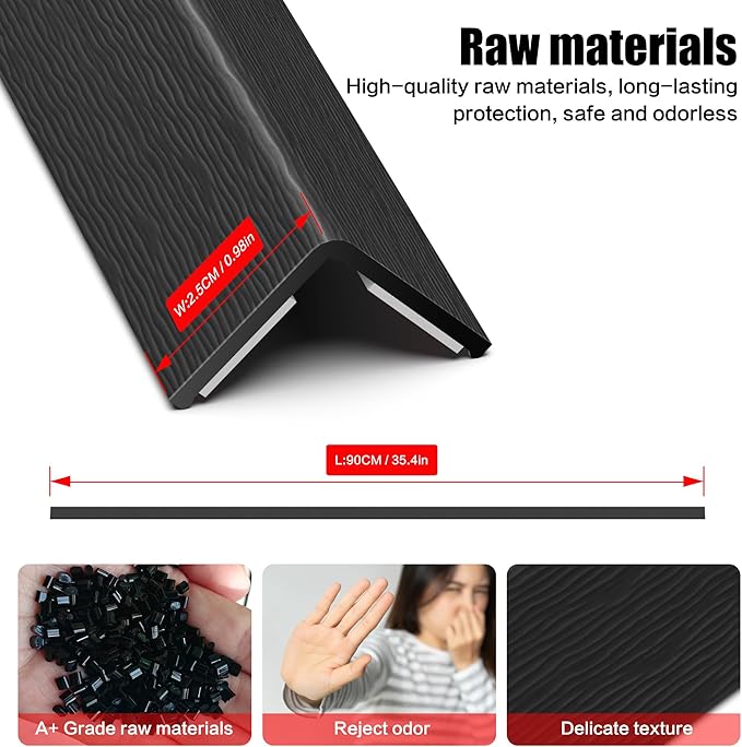 Wall Corner Protector, Walls Edge Protector，Self-Adhesive Wall Corner Guards,PVC Double Side Edge Protector， Furniture Stairs Guard (Black Wood Grain 2PCS 90cm/35.4in)