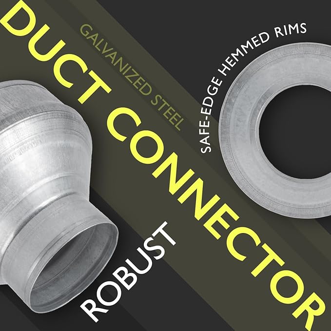 8" to 4" Inch Duct Pipe Adapter - Galvanized Steel HVAC Ducting Reducer for Ventilation - PVC Pipe, Hose Coupler - Heavy Duty Exhaust, Air Conditioner Fittings - Vent Flange Connector
