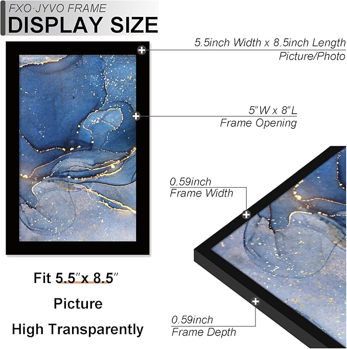 5.5x8.5 Picture Frame Set of 6, Black Frame for 5.5 x 8.5 Inch Picture Poster Photo, Light Weight and High Transparent 5.5 by 8.5 Frame for Wall - 6 Pack/Black/5.5"x8.5"