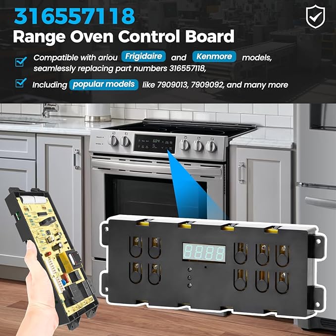 316557118 Range Oven Control Board Compatible with Kenmore Frigidaire Range Clock Timer 120V 60Hz 316418208 316557108 Electronic Clock/Timer Display