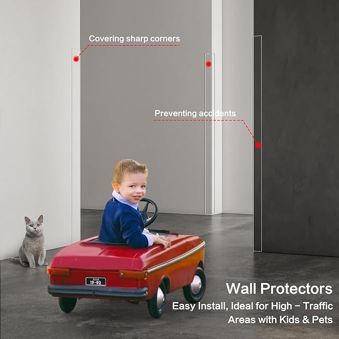 12PCS Clear Self-Adhesive Wall Corner Protectors，Corner Guards & Edge Protector for Wall Door Frame Cabinet Baseboard & Door, Table, Stair (31.5" X 1.18")