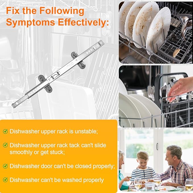 Upgraded W11259785 (Left) W11259786 (Right) Dishwasher Dishrack Slide Track, Compatible With Whirlpool, KitchenAid, Kenmore, Maytag Dishwasher