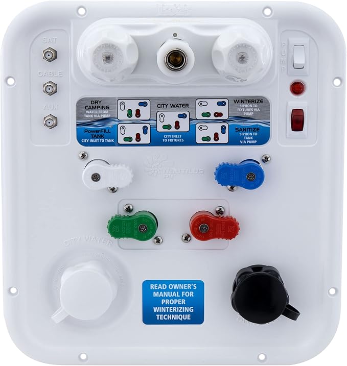 RecPro RV Water Management Panel | Nautilus P4 | 8-Function City-Water Fill (No, Don't Include Install Kit) | Made in USA