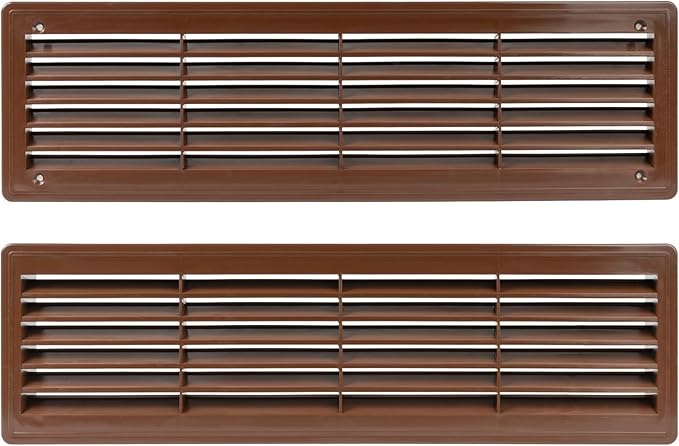 Repa Market 18" x 5" Inch (Outer Size) Brown Plastic Louvered Door Vents for Interior Doors – 2 Sided Two Way Door Air Return and Intake Cover – Door Air Vent Grille Rectangular Door Vent