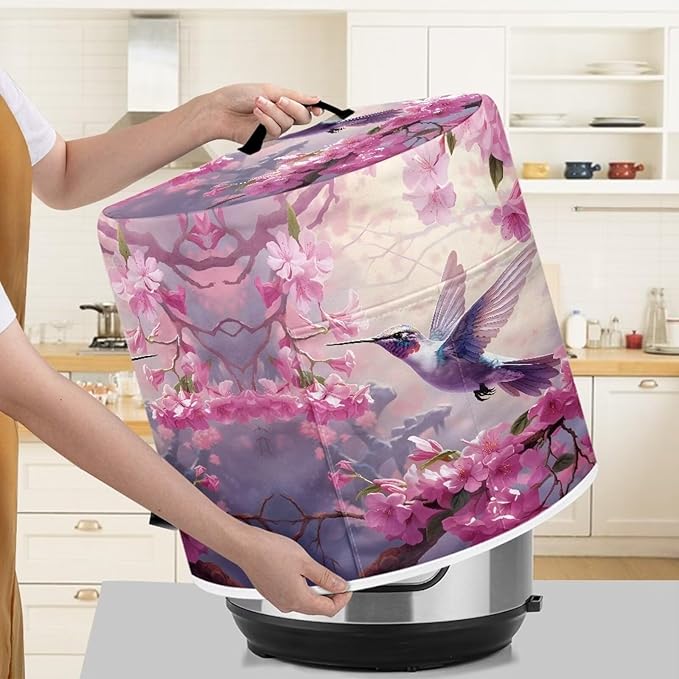 Flashideas Hummingbird Pressure Cooker Cover for Women Dust Protection Insulated Rice Cooker Cover with Easy to Clean Lining Dust Cover with Pockets for Instant Pot 6 Quart Appliance Cover