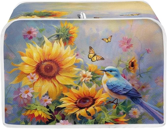 Hummingbird Sunflower Butterfly Print Toaster Cover 4 Slice Waterproof Toaster Dust Cover Appliance Dust-proof Protector