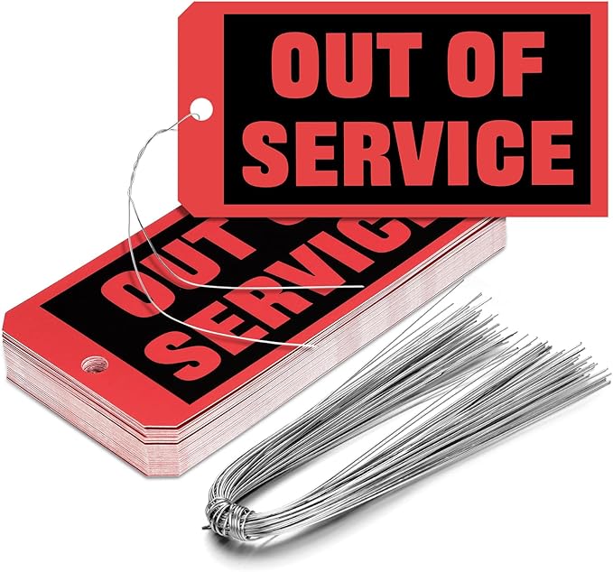 Spakon Out of Service Tags 6.22 x 3.15 Inches Maintenance Required Red Tags with 12 Inches Wires Attached for Machine Equipment Inspection Maintenance(300 Packs)