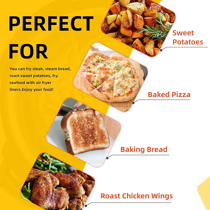 Katbite 200Pcs 7.5 In Air Fryer Liners, Parchment Paper for Air Fryer, Unbleached Disposable Air Fryer Liners Paper Sheets Square for Air Fryer, Steaming Basket, Oven Baking