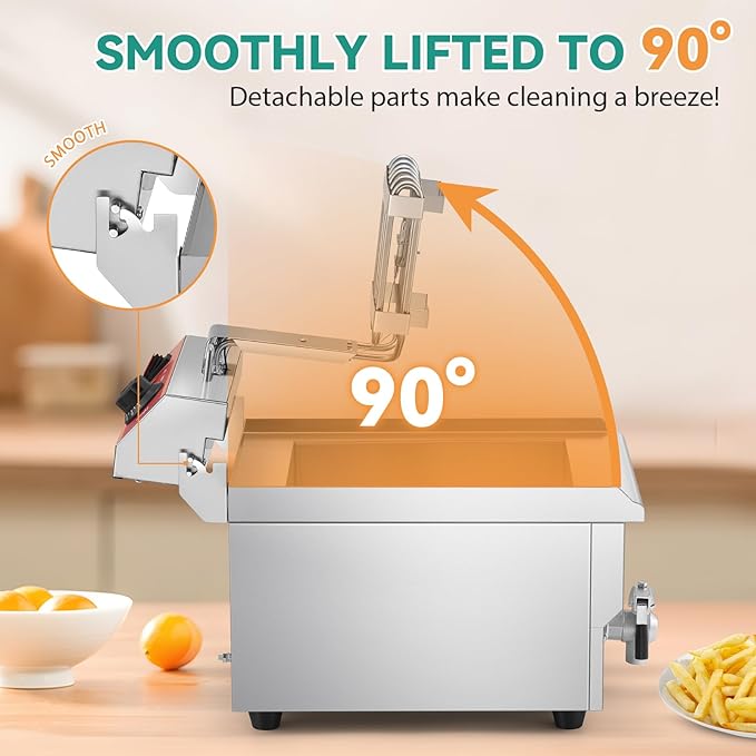 Newhai Electric Deep Fryer 13L 13.7QT Commercial Countertop Frying Machine with Basket Stainless Steel for Restaurant Home 1500W 110V