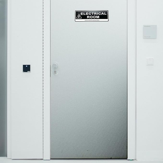 Door Sign,RAMIEYOO Acrylic Authorized Personnel Only Signs for Door,Black and White - 9"x 3" (Electrical Room)