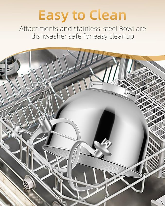 Tilt-Head Stand Mixer, 5QT+6QT Stainless Steel Two Bowls, 10 Speeds Kitchen Electric Food Mixer with Egg Whisk, Dough Hook, Beater, Dishwasher-Safe Attachment, Ideal Gift for Mom (Black)