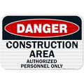Danger Construction Area Sign, Authorized Personnel Only Sign, 12x18 Inches, 3M EGP Reflective .063 Aluminum, Fade Resistant, Easy Mounting, Indoor/Outdoor Use, Made in USA