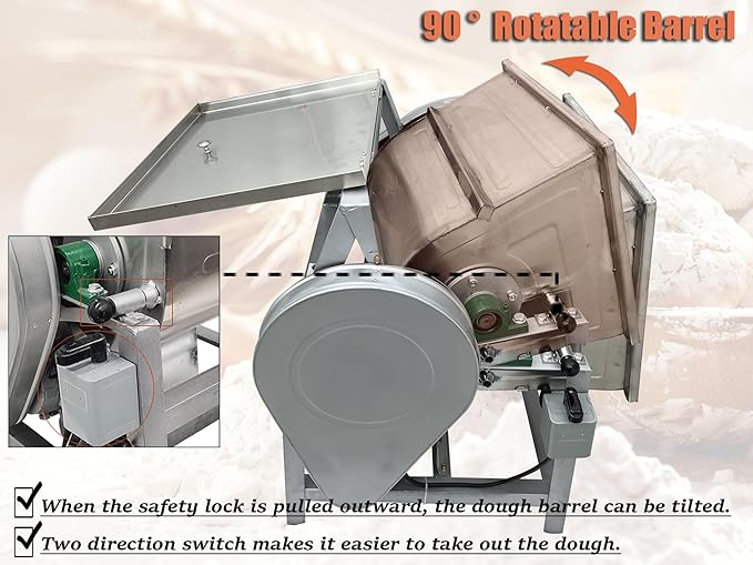 INTSUPERMAI 110V Commercial Dough Mixer Machine Kneading Capacity Electric Food Mixer Flour Mixer for Dough Mixing Kneading (Standard, 50KG/110LBS)