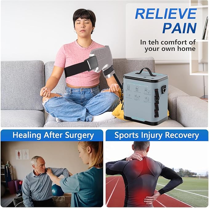 Cold Therapy Machine with Programmable Timer, Portable Ice Machine for Shoulder After Surgery, Shoulder Replacement Recovery System, Cryotherapy Pain Relief with Compression Pad