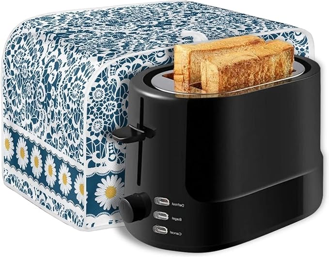 UNICEU Boho Daisy Flower Toaster Cover, Quilted Toaster Cover Fits for Most Standard 4 Slice Toasters Kitchen Small Appliance Cover, Medium for 4 Slices