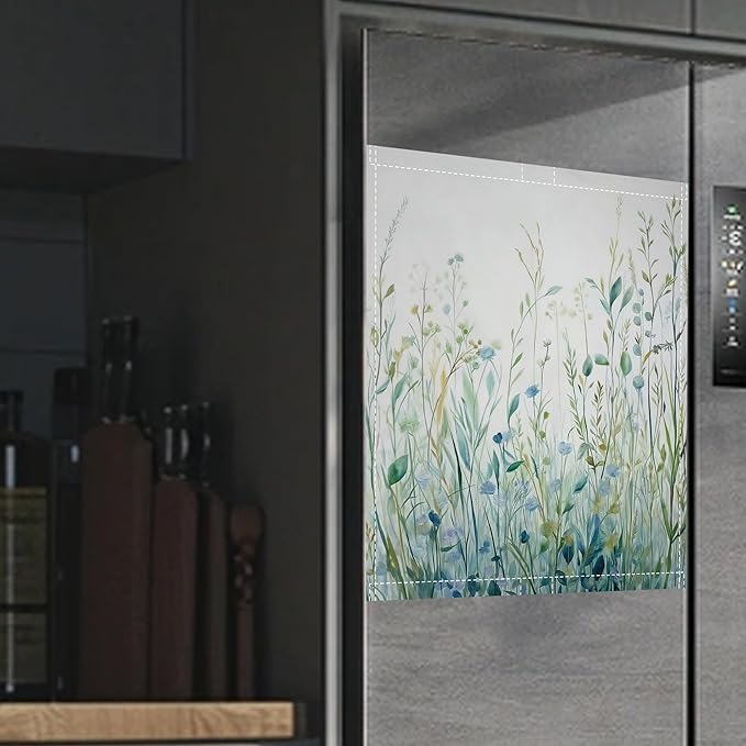Watercolour Wildflowers Plants Dishwasher Magnets Decorative Cover,Magnet Fridge Panel Decal for Home Kitchen Decor,23x26 in