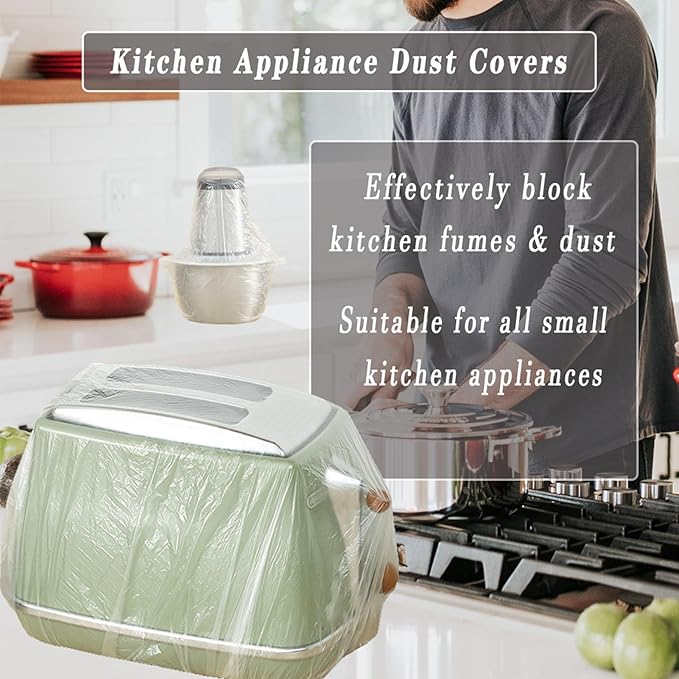 STAYWILD 60 PCS Clear Small Appliance Dust Covers,Disposable Kitchen Appliance Covers for Instant Pot,Mixer,Meat Slicer,Air Fryer,Toaster Oven,Food Processor,Blender,Slow Cooker,Coffee & Bread Maker