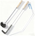 3Pcs Deep Fryer Cleaning Tools, Include L-Shaped Fryer Cleaning Brush Stainless Steel Bristle Fryer Cleanout Rod, Deep Fryer Basket Cleaning Brush Kit for Kitchen Restaurant Bakery