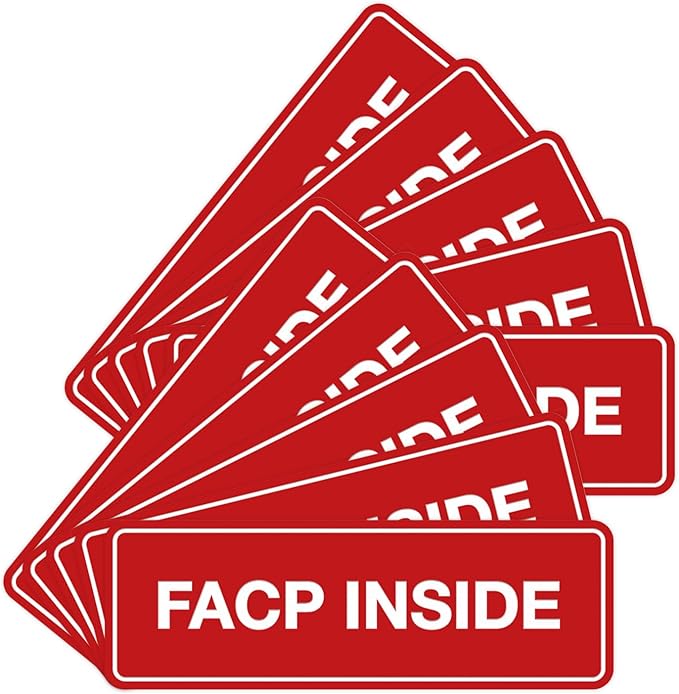 Signs ByLITA Standard FACP Inside Sign | Fire Safety Signage (Red) - Large 10 Pack