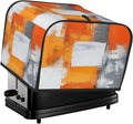 4 Slice Toaster Cover for Kitchen Modern Art White Orange Gray Waterproof and Dustproof Toaster Dust Cover with Side Pockets Decorative Universal Cover for Wide Slot Toasters and Small Appliances