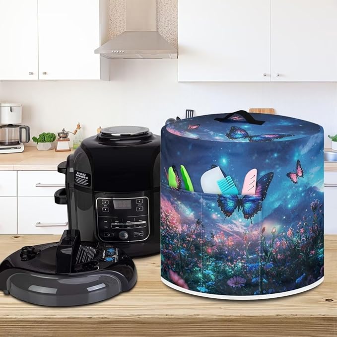 Purple Butterfly Dust Cover Compatible with 6 QT Instant Pot and Extra Accessories for Electric Pressure Cooker Rice Cooker and Air Fryer Insulated Protector Cover Keep Appliance Clean