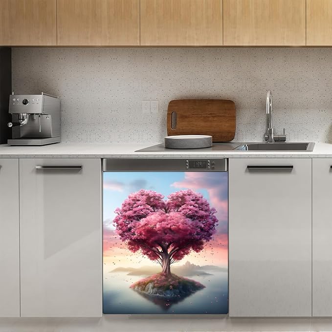 Valentine Day Tree Dishwasher Magnet Cover Magnetic Dishwasher Decorative Cover Front Dishwasher Door Covers Reuseable Dishwasher Covers Decal for Kitchen Home Decorative